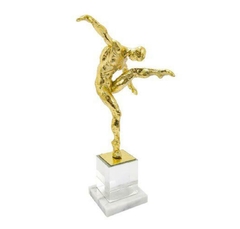 Enfeite Escultura Resina Dourada Homem Exercicio Luxo