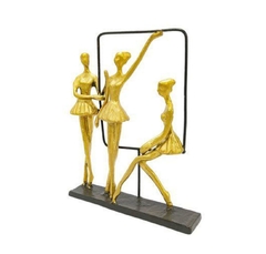 Escultura Enfeite Bailarinas Dourada Lindos Detalhes
