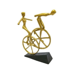 Escultura Enfeite Manobra Bicicleta Dourado