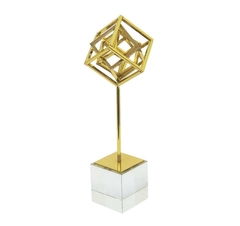 Escultura Decorativa Menor Cubos Abstrato Metal Impecavel