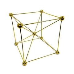 Escultura Decorativa Cubo Moleculas Maior Dourado Impecavel