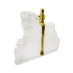 Escultura Decorativa Contemporaneo Pedra c Homem Dourado