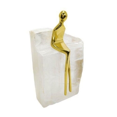 Escultura Decorativa Pedra Homem Sentado Contemporaneo Design