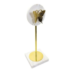 Escultura Decorativa Borboleta Maior no Suporte Marmore e Metal Luxo