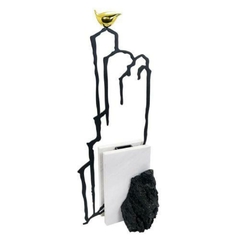 Escultura Decorativa Abstrato Maior Alta Decoração Marmore e Metal dourado