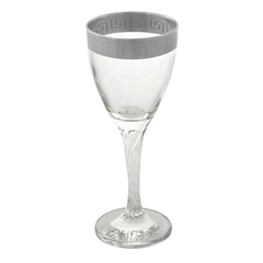 Jogo Taças Vinho Cristal Italiano Filetes Borda Grego Prata - comprar online