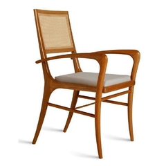 Poltrona Design Madeira Maciça Rattan Curvas Contemporaneo