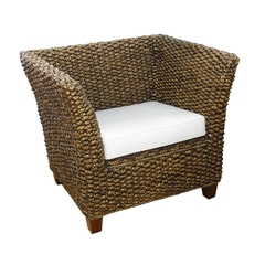 Poltrona Madeira Rattan Design Original Estofado Branco