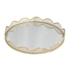 Bandeja Redonda Laterais Onduladas Metal Dourado - comprar online