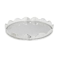 Bandeja Redonda Borda Metal Prata Onduladas - comprar online