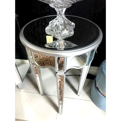 Mesa Lateral Espelhada Madeira Prata Fino Acabamento - LUXdécor