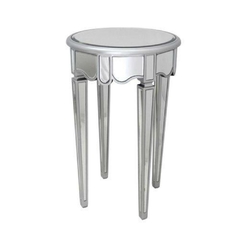 Mesa Lateral Espelhada Madeira Prata Fino Acabamento