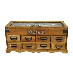 Porta Joia Mini Gaveteiro Retangular Madeira Vintage - LUXdécor