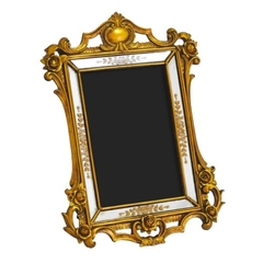 Porta Retrato Resina Dourado 18x13cm Art Noveau - comprar online