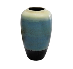 Vaso Grande Ceramica Azul Cinza E Preto Redondo na internet