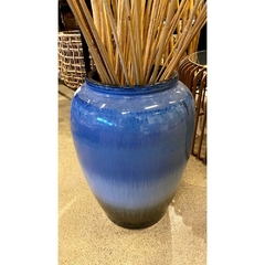 Vaso Grande Ceramica Pintura Escorrida Azul Branco Preto na internet