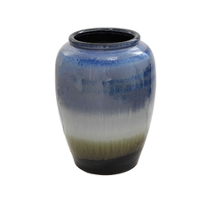 Vaso Grande Ceramica Pintura Escorrida Azul Branco Preto - comprar online