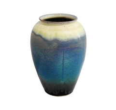 Vaso Medio Cerâmica Branco Azul E Preto Contemporaneo na internet