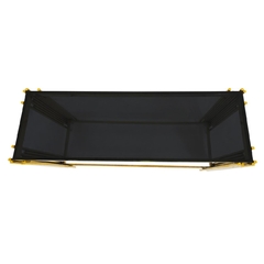 Aparador Metal Dourado Moderno Vidro Preto Alto Padrão na internet
