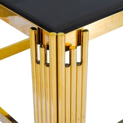 Imagem do Mesa De Centro Metal Dourado Moderno Vidro Preto