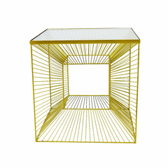 Mesa Lateral Em Cubo Metal Preto Aramado - loja online