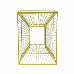 Mesa Lateral Aramado Preto Design Cubo Abstrato