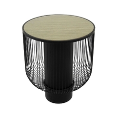 Mesa Auxiliar Black Cilindro Central T Madeira