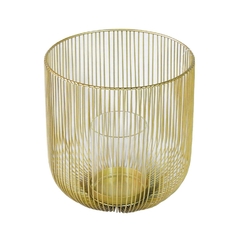 Castiçal Metal Design Grade Dourado Médio 20cm Moderno