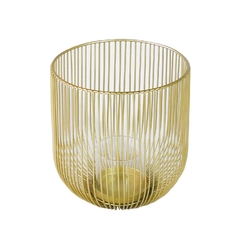 Castiçal Metal Design Grade Dourado Menor 17cm Moderno