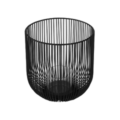 Castiçal Metal Design Grade Preto Menor 17cm Moderno
