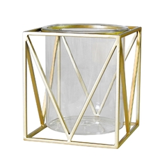 Castiçal Com Estrutura Metal Dourado Design Quadrado na internet