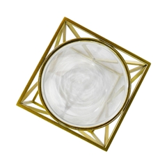 Castiçal Com Estrutura Metal Dourado Design Quadrado - comprar online