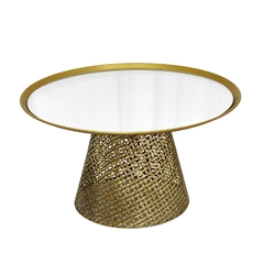 Mesa De Centro 66cm Redonda Tampo Espelhado Metal