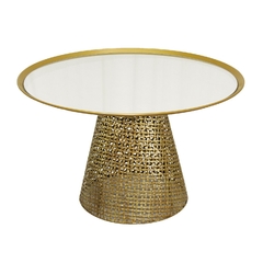 Mesa De Centro 75cm Redonda Tampo Espelhado Metal