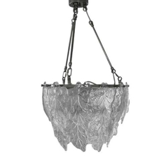 Lustre Metal Dourado Com Cristal Folhas Alta Decoração