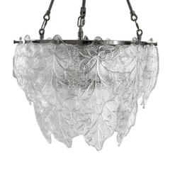 Lustre Metal Dourado Com Cristal Folhas Alta Decoração - comprar online