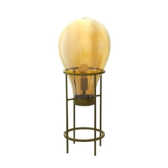 Luminaria 80cm Suporte Metal Dourado Cupula Ambar