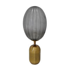 Abajur Luminaria Metal Dourado Cúpula Vidro Cinza
