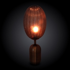 Abajur Luminaria Metal Dourado Cúpula Vidro Cinza - comprar online