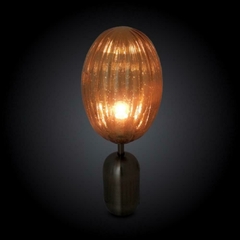 Abajur Luminaria Metal Dourado Cúpula Vidro Cinza - LUXdécor