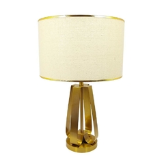 Abajur Decorativo Murano Âmbar Detalhes Metal Dourado Cupula Tecido Redonda