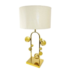 Abajur Decorativo Moderno Esferas Douradas Metal Dourado Cupula Redonda Luxuoso