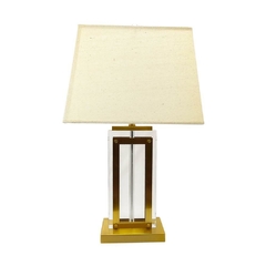 Abajur Decorativo Metal Dourado e Cristal Luxuoso Design Alto Padrão