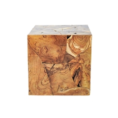 Banco Madeira Natural Cubo Decorativo Fino Acabamento - comprar online