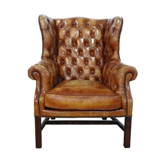 Poltrona Chesterfield Tradicional Madeira C Estofado Couro na internet