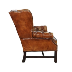 Poltrona Chesterfield Tradicional Madeira C Estofado Couro - comprar online