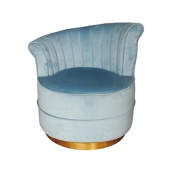 Imagem do Poltrona Redonda Moderna Base Metal Dourado Encosto Declive