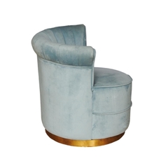Poltrona Redonda Moderna Base Metal Dourado Encosto Declive
