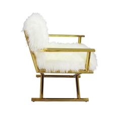 Poltrona Moderna Estofado Pelucia Branco na internet