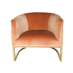 Poltrona Metal Dourado Moderna Estofado Salmão - comprar online